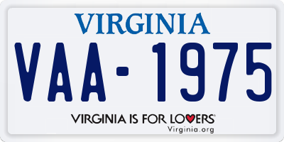 VA license plate VAA1975