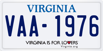 VA license plate VAA1976