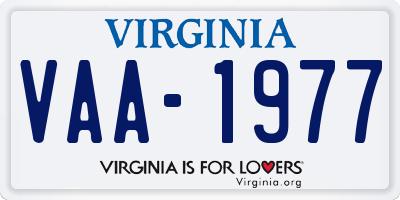 VA license plate VAA1977