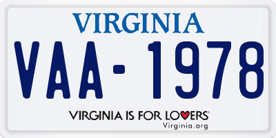 VA license plate VAA1978