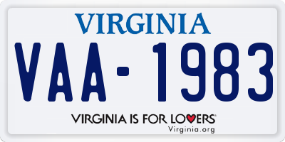 VA license plate VAA1983