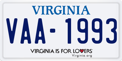 VA license plate VAA1993