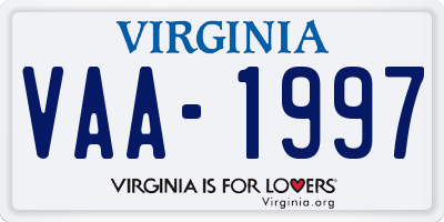 VA license plate VAA1997