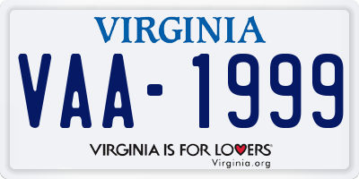 VA license plate VAA1999