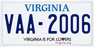VA license plate VAA2006
