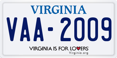 VA license plate VAA2009