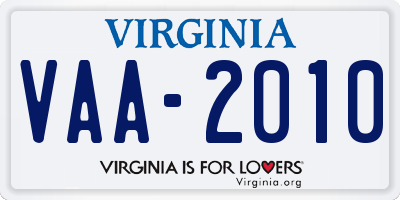 VA license plate VAA2010