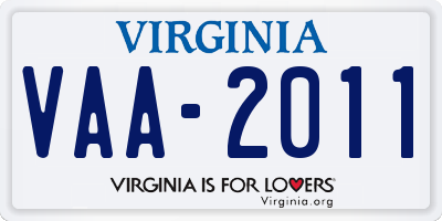 VA license plate VAA2011