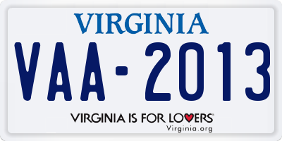 VA license plate VAA2013
