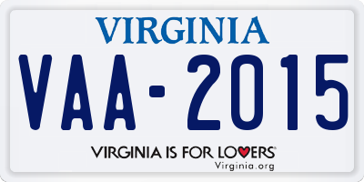 VA license plate VAA2015