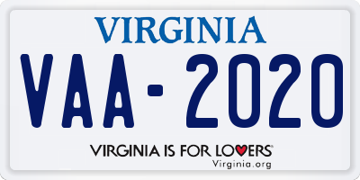 VA license plate VAA2020