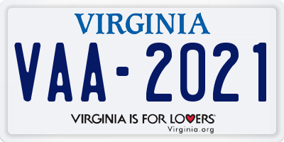 VA license plate VAA2021