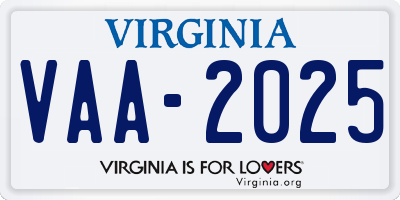 VA license plate VAA2025