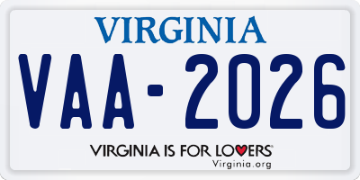 VA license plate VAA2026