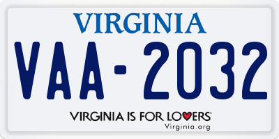 VA license plate VAA2032