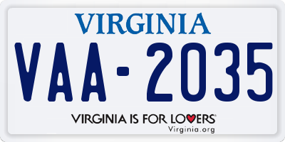 VA license plate VAA2035