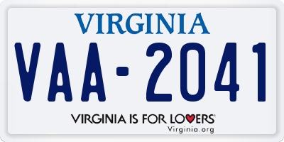VA license plate VAA2041