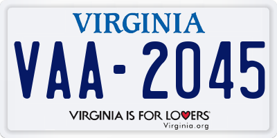 VA license plate VAA2045