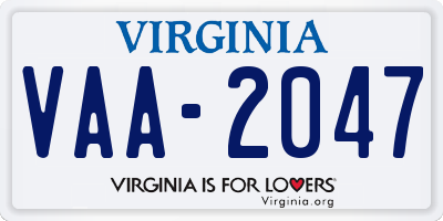 VA license plate VAA2047