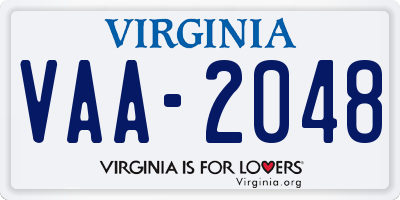 VA license plate VAA2048