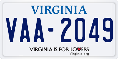 VA license plate VAA2049