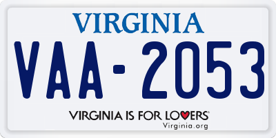 VA license plate VAA2053