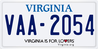 VA license plate VAA2054