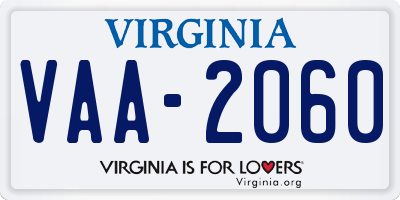 VA license plate VAA2060