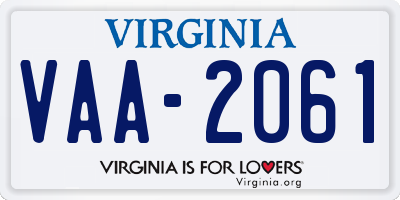 VA license plate VAA2061