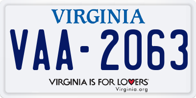 VA license plate VAA2063