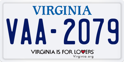 VA license plate VAA2079