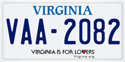 VA license plate VAA2082