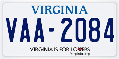 VA license plate VAA2084