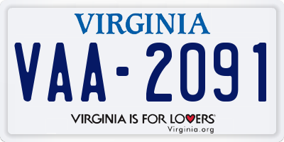 VA license plate VAA2091