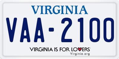 VA license plate VAA2100