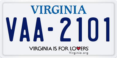 VA license plate VAA2101