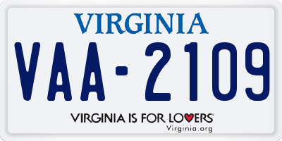 VA license plate VAA2109