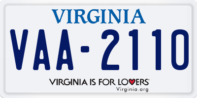 VA license plate VAA2110