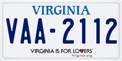 VA license plate VAA2112