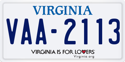 VA license plate VAA2113