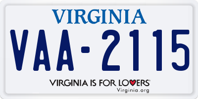 VA license plate VAA2115