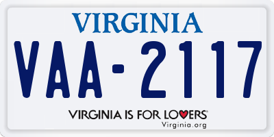 VA license plate VAA2117