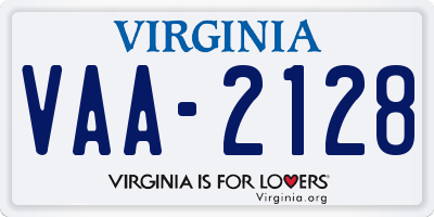 VA license plate VAA2128