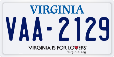 VA license plate VAA2129