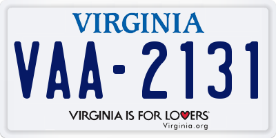 VA license plate VAA2131