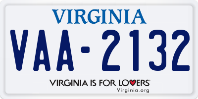 VA license plate VAA2132