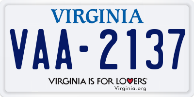 VA license plate VAA2137