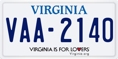 VA license plate VAA2140