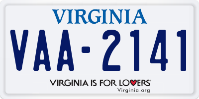 VA license plate VAA2141