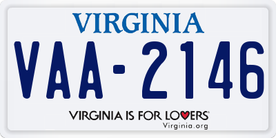 VA license plate VAA2146